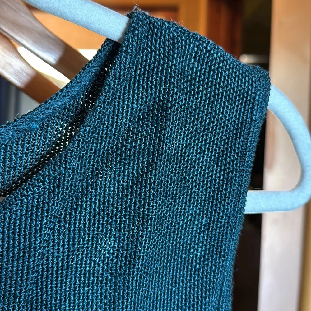 Coldwater Creek Teal Rayon Knit Sleeveless Tank Top Sweater Size Small